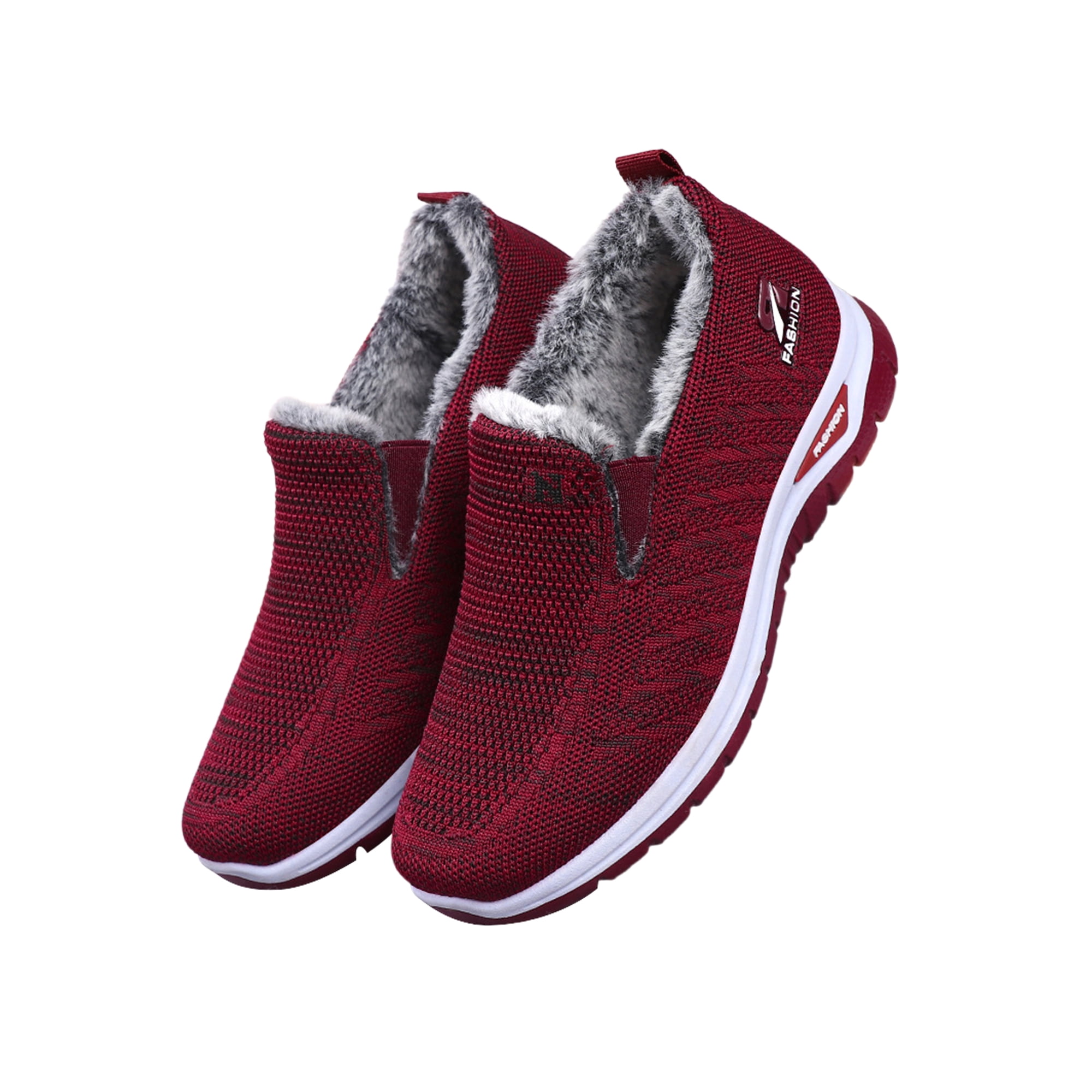 Woobling Ladies Walking Shoes Mesh Sneakers Plush Lined Warm Shoe