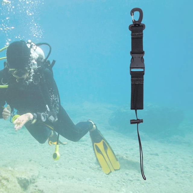Cordón resistente para buceo y pesca con clip, hebilla de liberación rápida, correa para cámaras/luces/herramientas/varillas/remos Negro Macarena Clip de cordón de buceo