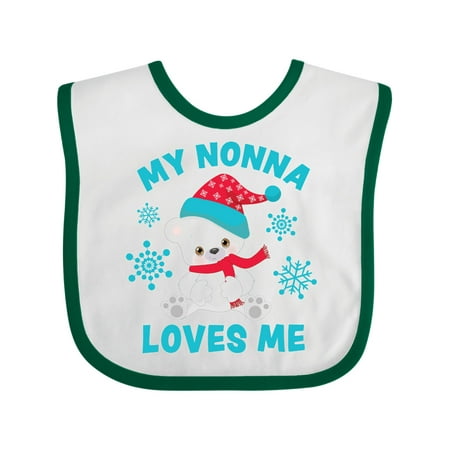 

Inktastic Polar Bear My Nonna Loves Me in Santa Hat with Snowflakes Gift Baby Boy or Baby Girl Bib