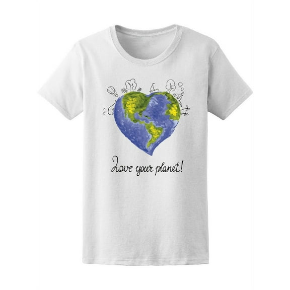 Love You Planet Heart Shape T-Shirt Women -Image by Shutterstock, Female Small