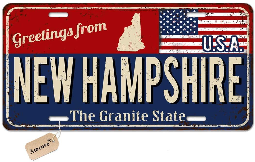 Aluminum License Plate US State New Hampshire flag NEW 