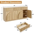 thumbnail image 4 of Aphthongs Modern Fluted Sideboard Cabinet, 65" W Symmetrical Arc Accent Sideboard Buffet Cabinet with Storage & 3 Drawers, Fluted Buffet Cabinet, Credenza, Wood Mid Century Cabinet, Natural, 4 of 9
