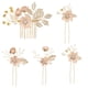 thumbnail image 1 of 5 horquillas para el pelo con flores rosas para novia, accesorios de joyería, kit de varios estilos, exquisitas horquillas doradas con forma de hoja floral y perla., 1 of 9