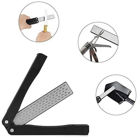 

AUPERTO Portable Double Sided Diamond Knife Sharpener 400/600 Grit Pocket Sharpeneroutdoor Tools BLACK