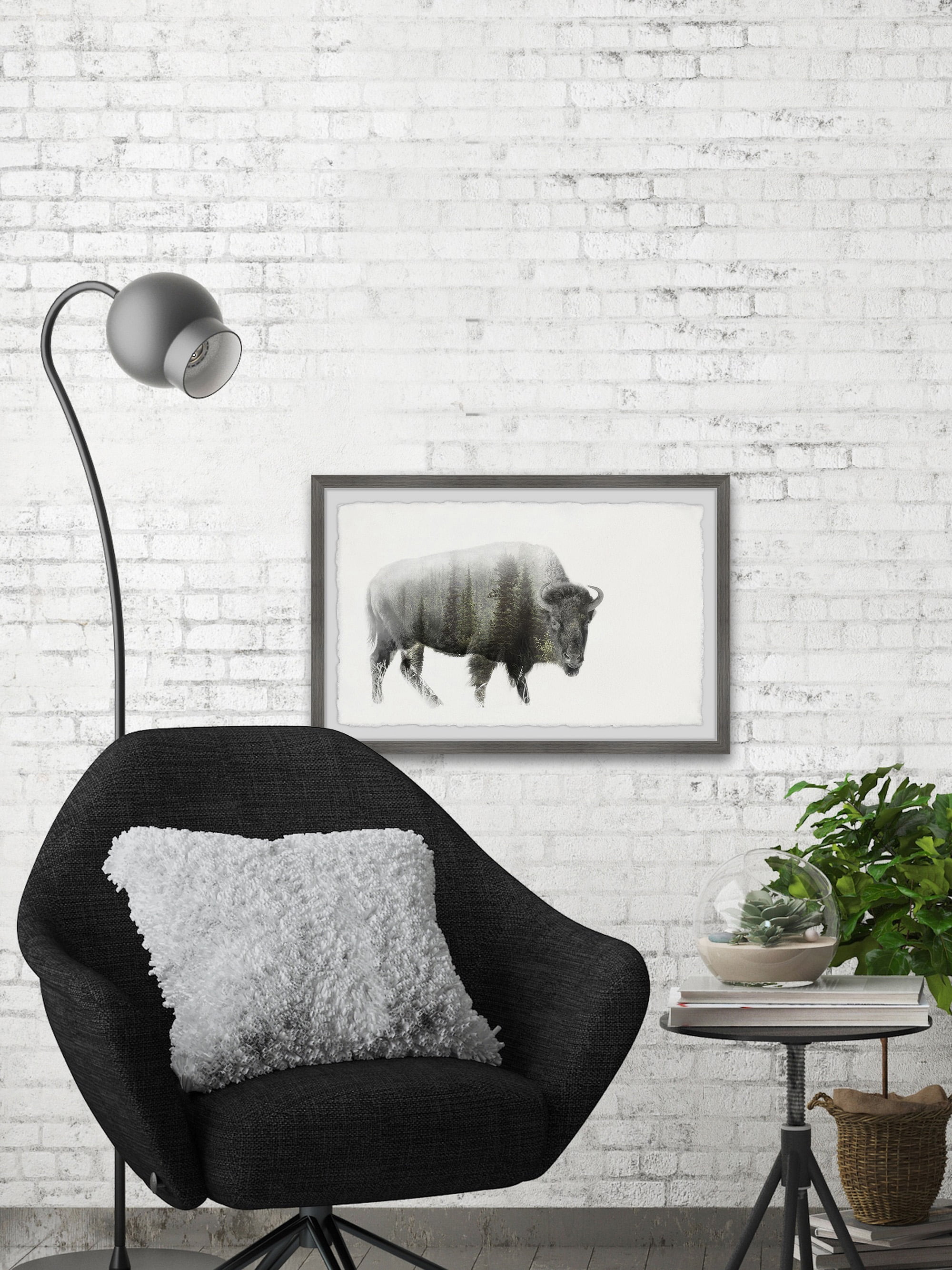 Marmont Hill Angry Bison Framed Wall Art, 20" x 30"