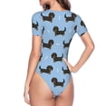 thumbnail image 4 of Daiia Dachshund Dog print Women's Crew Neck Short Sleeve Bodysuit Fashion Tops Fit Casual Basic Extender Bodysuit-X-Large, 4 of 9