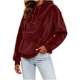 thumbnail image 6 of BRGZLK Pet Pouch Hoodies for Women Oversized Trendy Casual Solid Color Long Sleeve Loose Cozy Fleece Sweatshirts Puppy Carrier Holder Sweatshirt Wine XL, 6 of 8