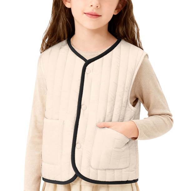 Cowsor Toddler Girls Boys Fleece Vest Kids V-Neck Vest Jacket Lightweight Sleevless Fall Winter Warm Outerwear