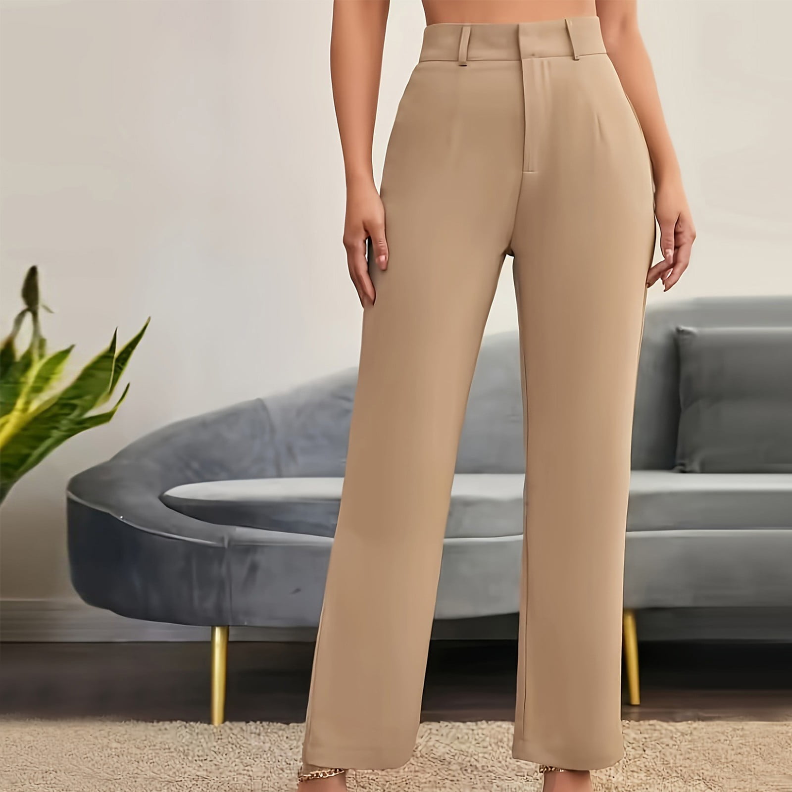 Beige Ladies Work Office Modest Lounge Going Out Pants Blazers
