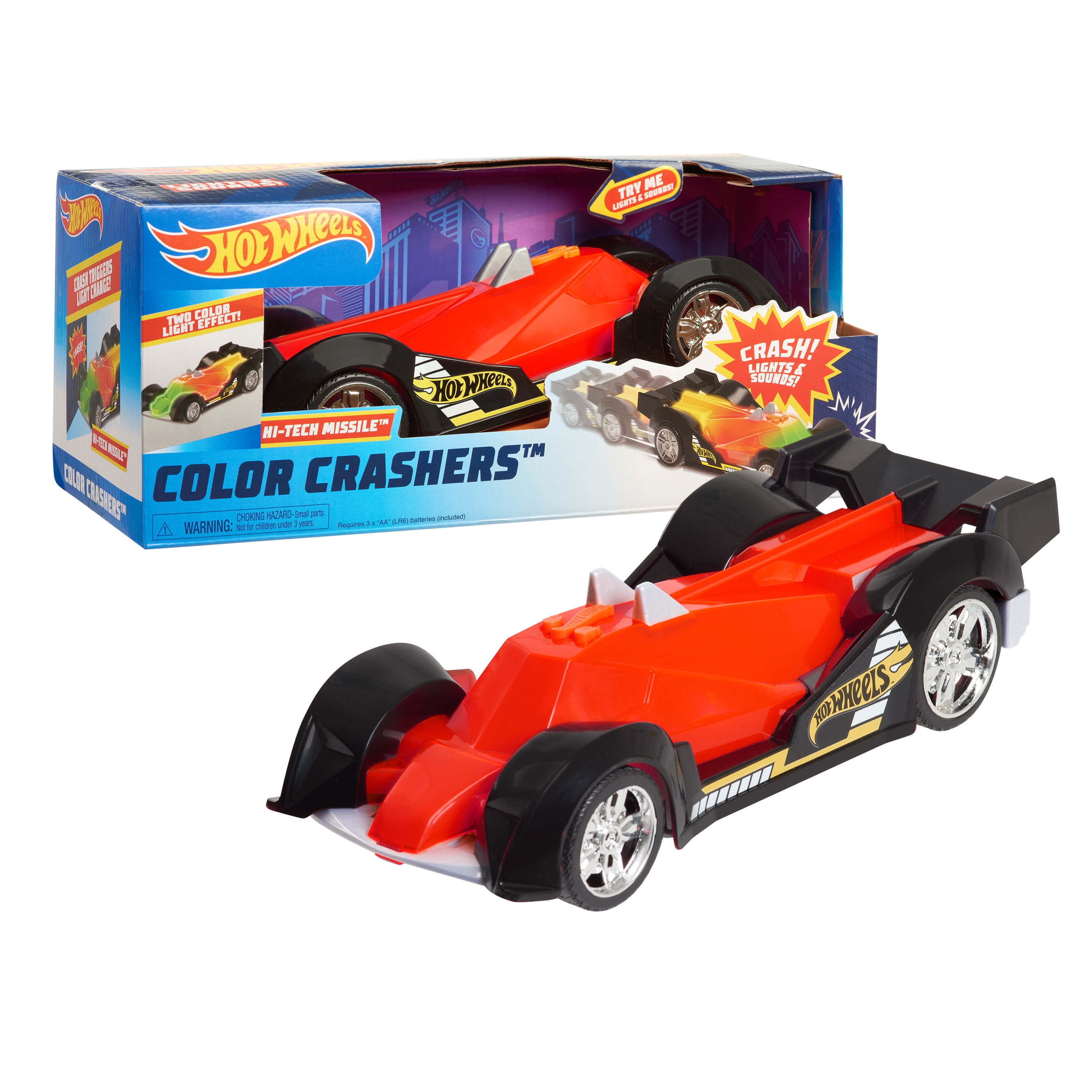 Hot Wheels Color Crashers HiTech Missile, Motorized Toy Car with
