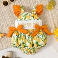 thumbnail image 2 of Wxolcjlv Baby Girls Romper Fly Sleeve Bow Lemon Orange Print Jumpsuit Cute Casual Bodysuits,6-12M, 2 of 5