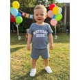 thumbnail image 4 of BemeyourBBs Toddler Baby Boys Birthday Outfits 1 2 3 4 Years Old Birthday Summer Clothes Birthday Dude Letter Embroidery Short Sleeves T-Shirt and Elastic Waist Pockets Shorts Set, 4 of 9