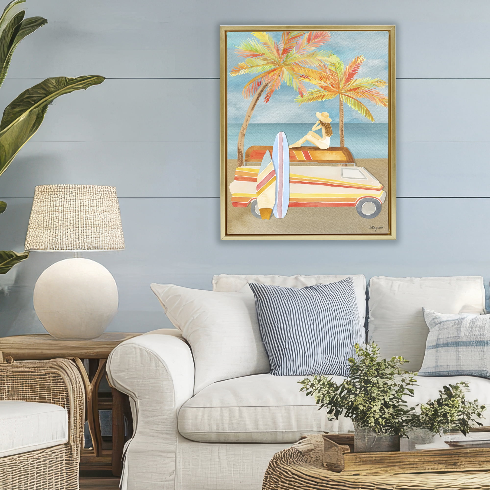 Stupell Industries California Road Trip Gold Framed Floater Canvas Wall Art, design by Hillary Holt