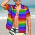thumbnail image 5 of Lsque Colorful Glitter Rainbow pattern Hawaiian Shirt for Men, Unisex Summer Beach Casual Short Sleeve Button Down Shirts-Small, 5 of 9