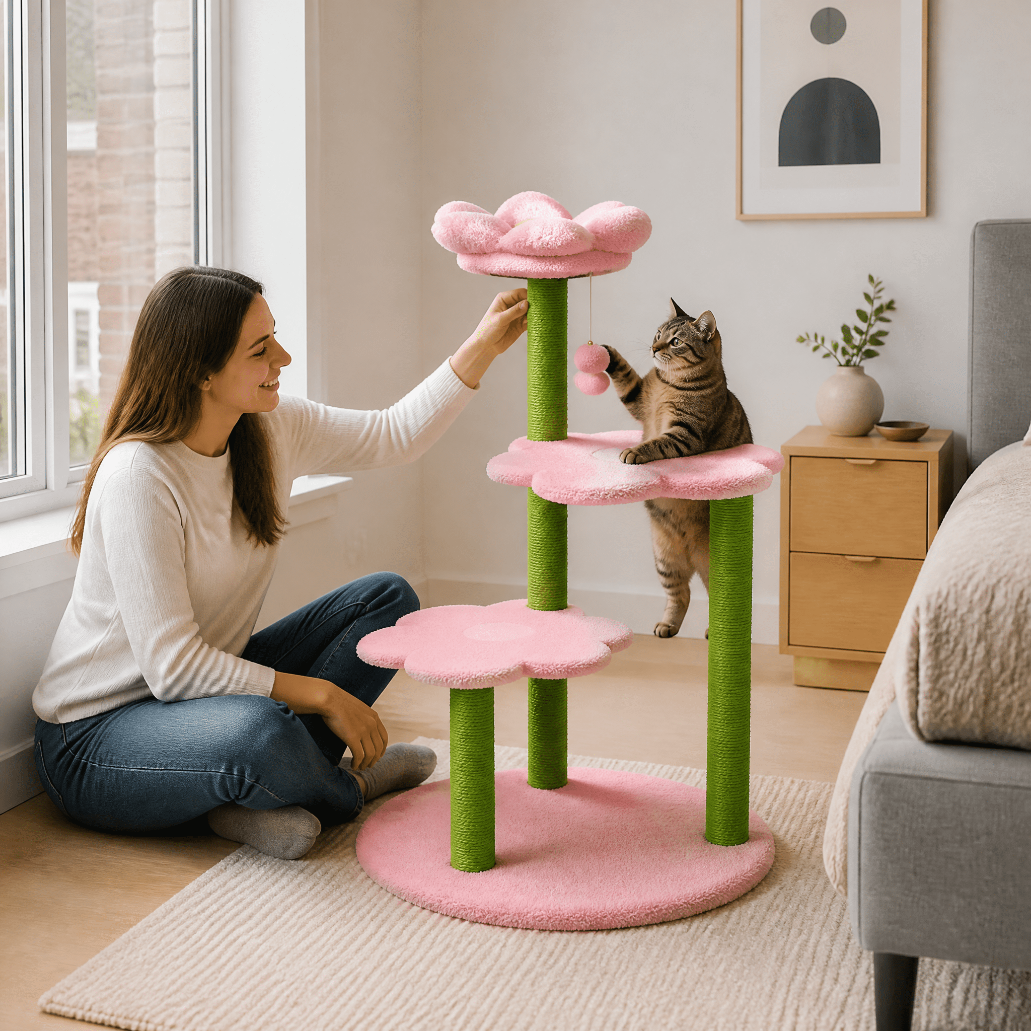 Cat Tree with Removable Cozy Perch & Scratching Posts Hanging & Toy Multi-Level Cat Furniture for Kittens/Cats to Climb, Rest & Play Hanging Toy