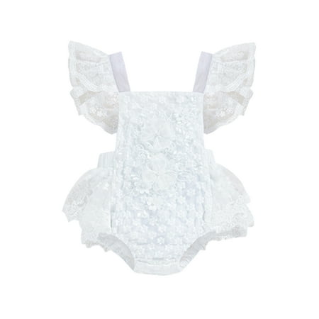 

Zervatek Newborn Baby Girl Lace Romper Summer Sleeveless Ruffle Floral Lace One Piece Tutu Skirt Jumpsuit
