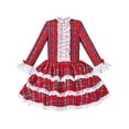 thumbnail image 1 of Girls Dress Red Checkered Lace Ruffle Skirt Long Sleeve Christmas 4 Years, 1 of 6