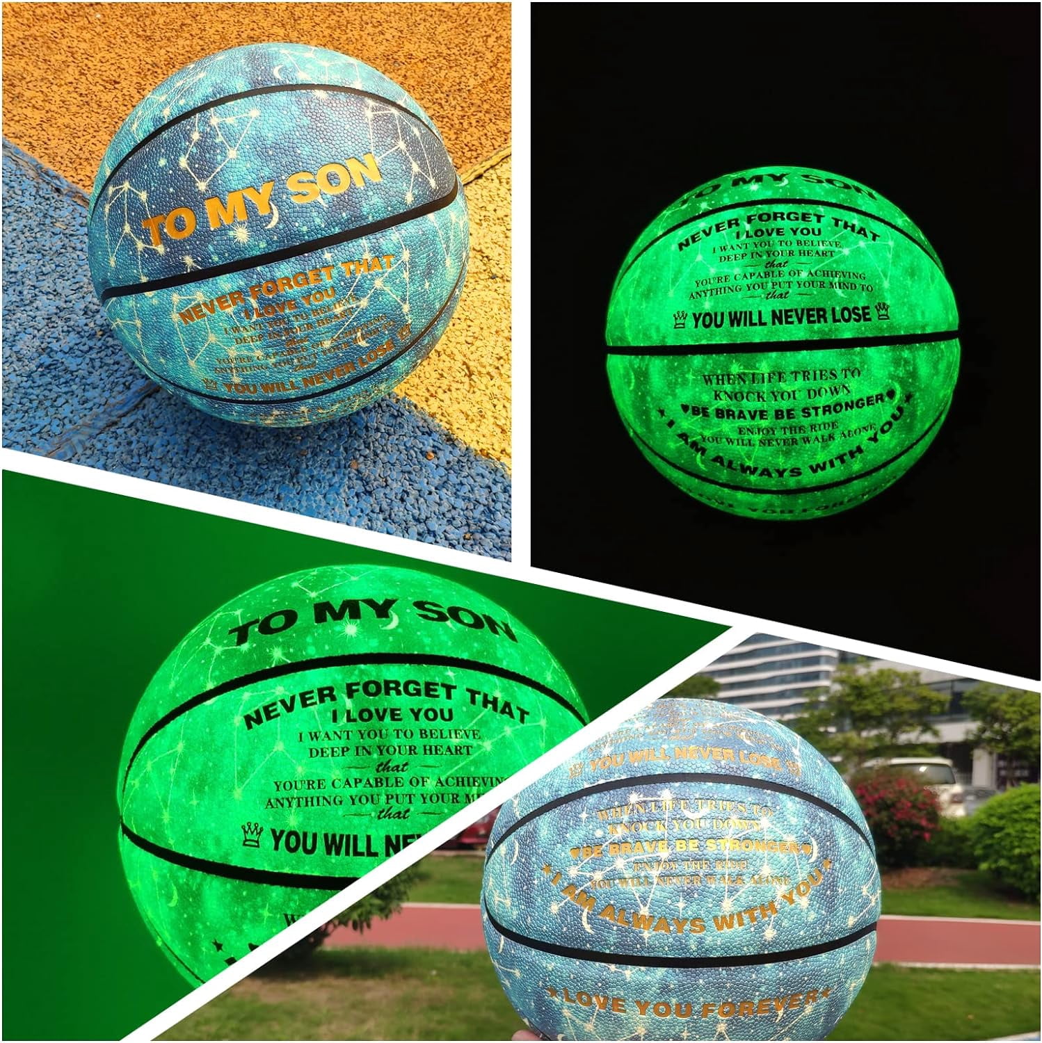Customized Personalized Basketball, Glow in The Dark Personalized Basketball Gift Size 7 (29.5") / Size 6 (28.5") / Size 5 (27.5"), Custom Name, Text, Logo, Photos on Basketball