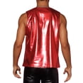 thumbnail image 3 of Camiseta sin mangas metálica Inspire Chic para hombre, cuello redondo, brillante, fiesta disco, color rojo, 3 of 6
