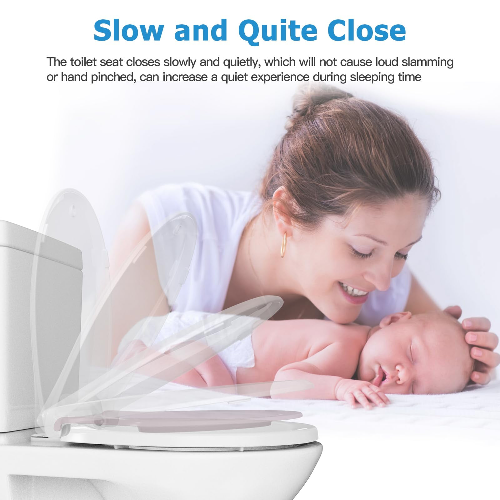 TEQIN Toilet Seat,Round Toilet Seat with Toddler Seat Built in,Potty Training Seat with with Toddler Seat Toilet Seat with Slow Close for Adult and Child