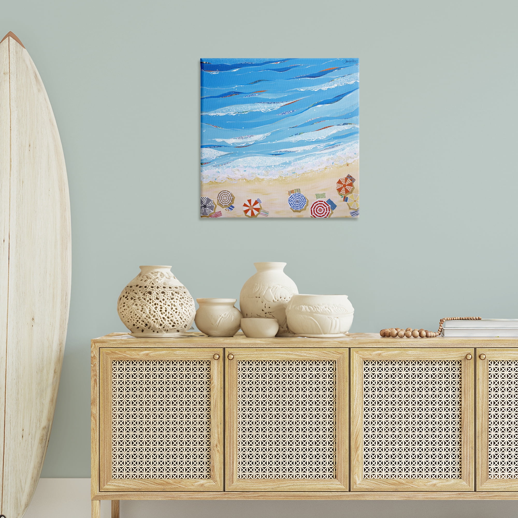 Stupell Industries Made In The Shade Beach Landscape Painting Gallery Wrapped Canvas Art Print Wall Art, 30 x 30