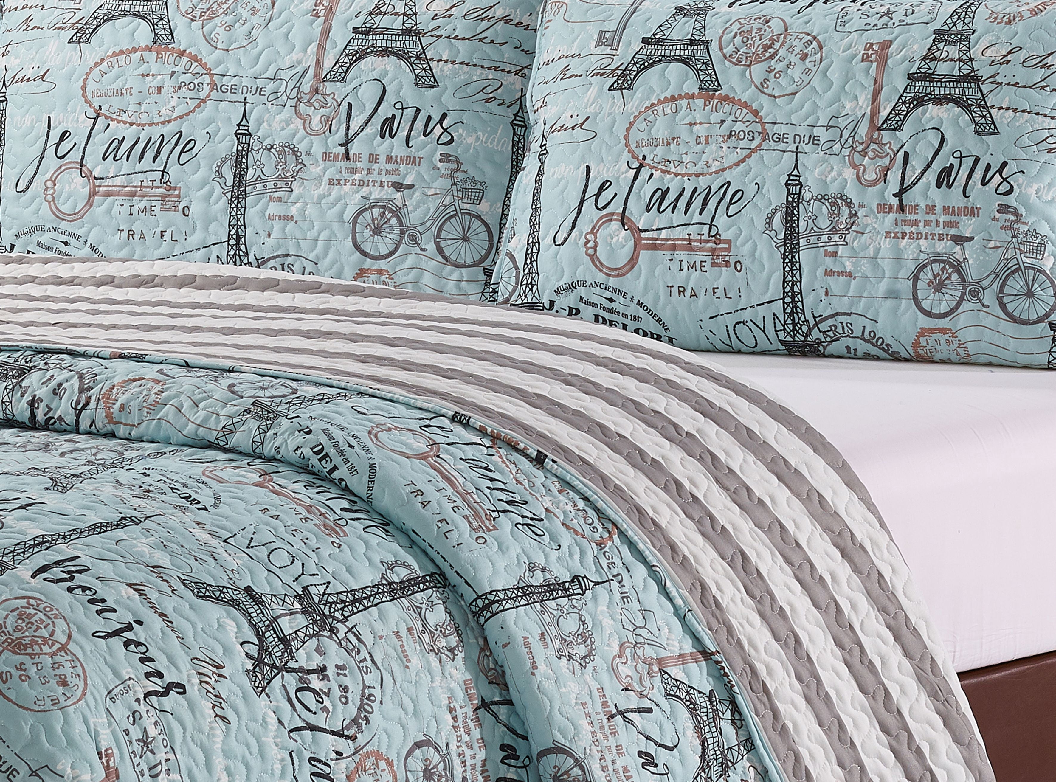 Travel to Paris 4 piece Quilt Set Twin