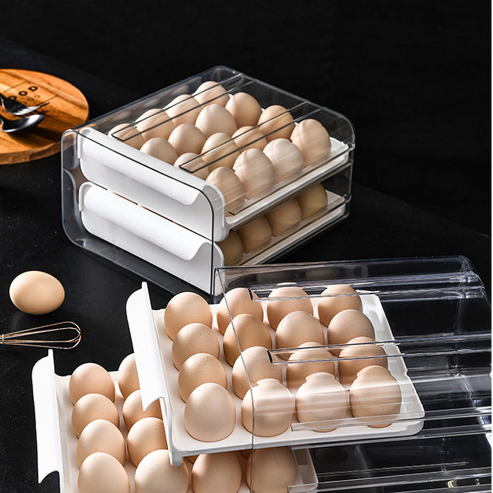 OULII Fridge Organizer Eggs White PP with Ventilation System for Pantry Use 1Pcs