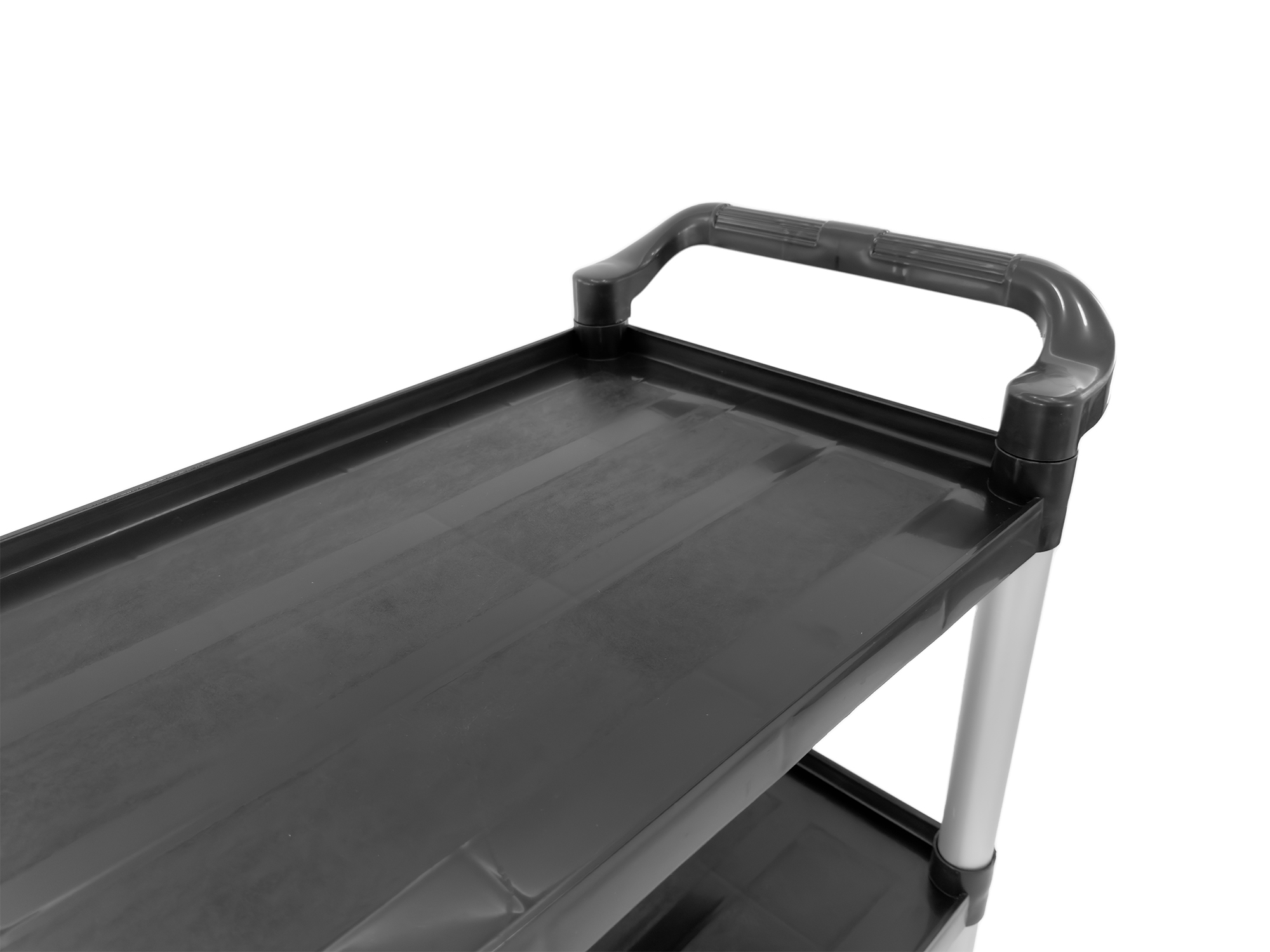 Commercial 3-Shelf Rolling Service Utility Cart | Capacity 390 lbs. | 37" x 34" x 16" | Black