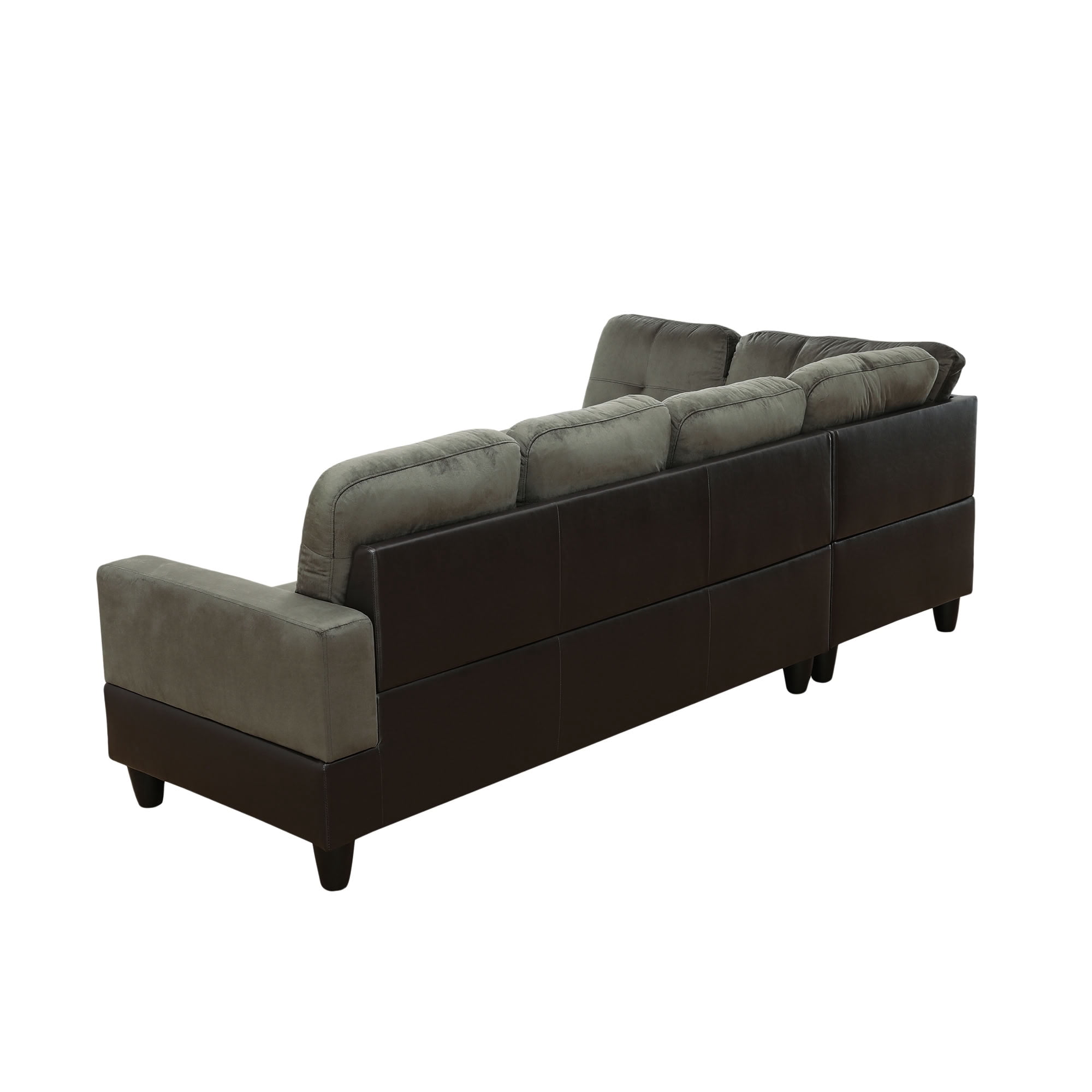MAYEERTY L-Shaped Sectional Sofa, Flannel & Faux Leather Modular Couch with Chaise for Living Room Apartment, Taupe
