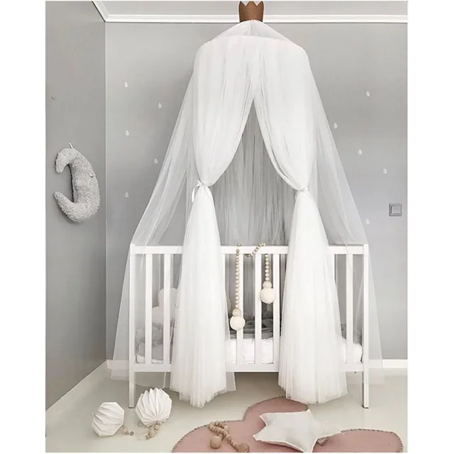 Mosquitera princesa 60 x 240 cm para decoración de habitación de niñas con luz de estrellas blanca