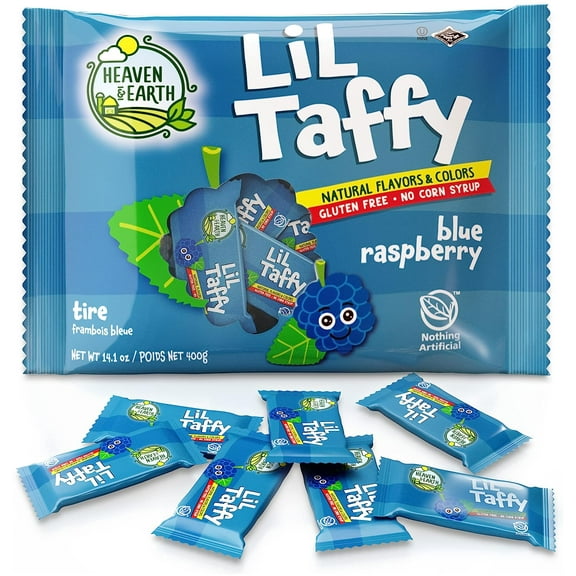 Heaven & Earth Blueberry Raspberry Lil Taffy (Approx. 40 Count) | Made with Natural Colors & Flavors, No High Fructose Corn Syrup, Gluten Free, Nothing Artificial, Kosher, Wonderfully Delicious!