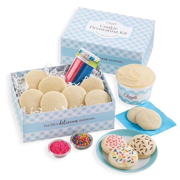 Cheryl's Cookies Sprinkle Cookie Decorating Kit – DIY Cookie Cut-Out Kit with Vanilla Frosting & Sprinkles Included, Gourmet, Handmade, Any Occasion, Family, Friends, Loved Ones,12 count