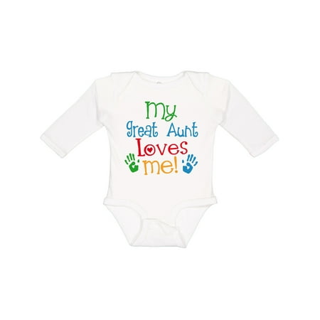 

Inktastic My Great Aunt Loves Me Gift Baby Boy or Baby Girl Long Sleeve Bodysuit