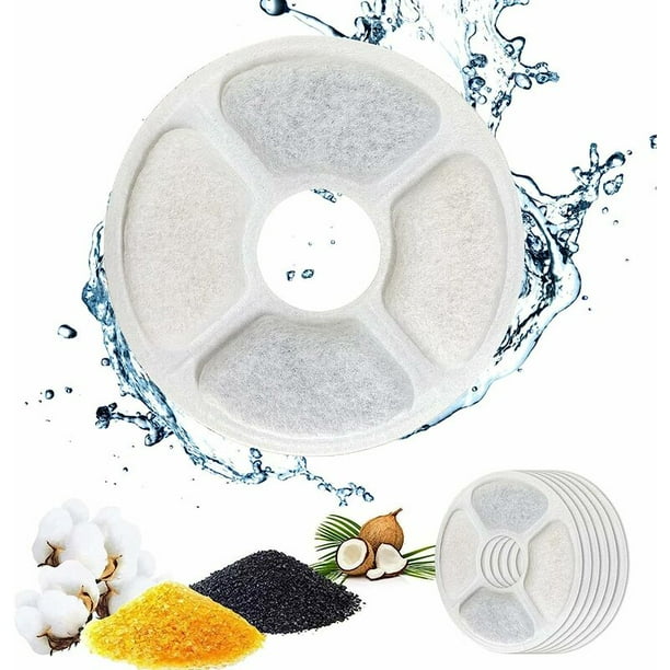 Filtro de fuente de agua para gatos, 6 filtros de fuente de triple acción para repuesto de fuente de gato con resina de intercambio iónico, carbón activado para fuente de agua de 2 a 2,5 l JAMW Sencillez