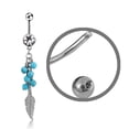 thumbnail image 1 of Q01205 Dream Catcher Feathers Turquoise Stone Navel Ring Belly Button, 1 of 5