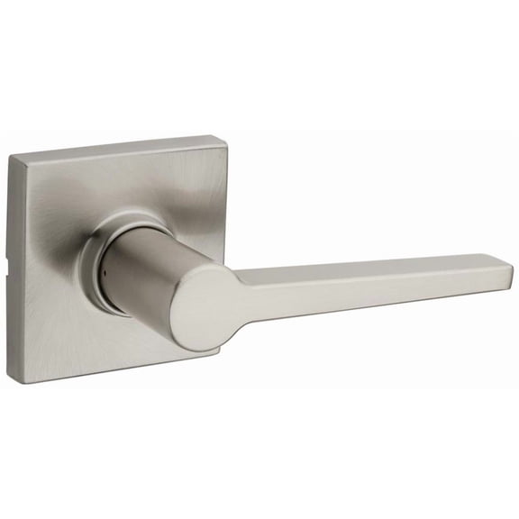Kwikset UL Rated Daylon Lever with Square Rose Passage Lock with RCAL Latch and RCS Strike Satin Nickel Finish