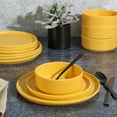 thumbnail image 3 of Gibson Home Crest 12 Piece Stackable Matte Melamine Dinnerware Set - Yellow Gold, 3 of 6