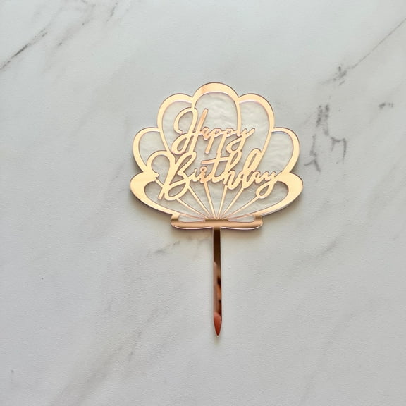 SEASHELL HAPPY BIRTHDAY CAKE TOPPER