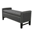 thumbnail image 3 of Mathias Dark Grey Linen Storage Bench - Button Tufted, Silver Nailhead Trim, Multi Position, 3 of 8