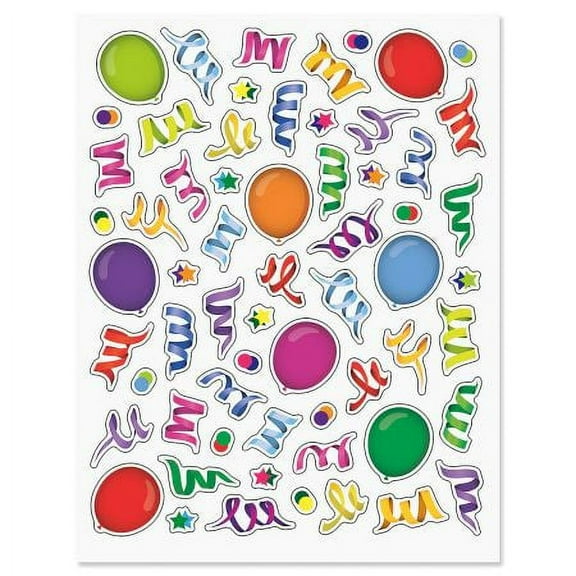 Current Birthday Streamer Stickers - 124 Stickers,Two 8-1/2" x 11" Sheets, Great for Teachers, Students, Scrapbooking, DIY Arts and Crafts, and Party Favors