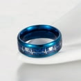 thumbnail image 2 of 8mm ECG Blue Carbon Fiber Titanium Steel Band Men's Fashion Party Ring Size 7-11, 2 of 3