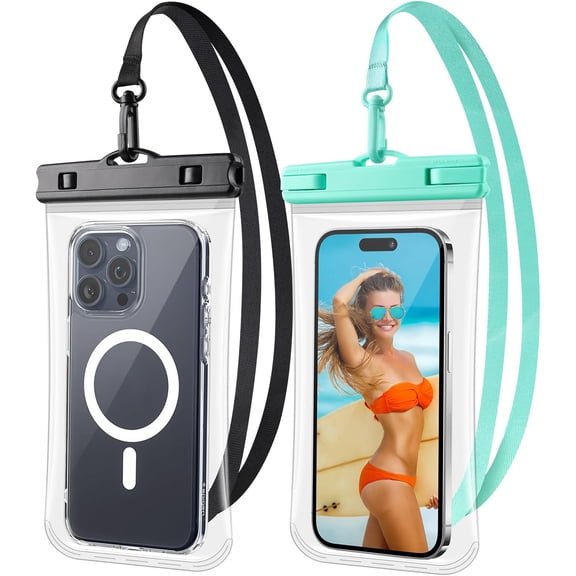 Waterproof Phone Pouch 2 Pack, IPX8 Waterproof Phone Case for iPhone Galaxy Pixel Up to 7 Inch, Cell Phone Dry Bag Beach Vacation