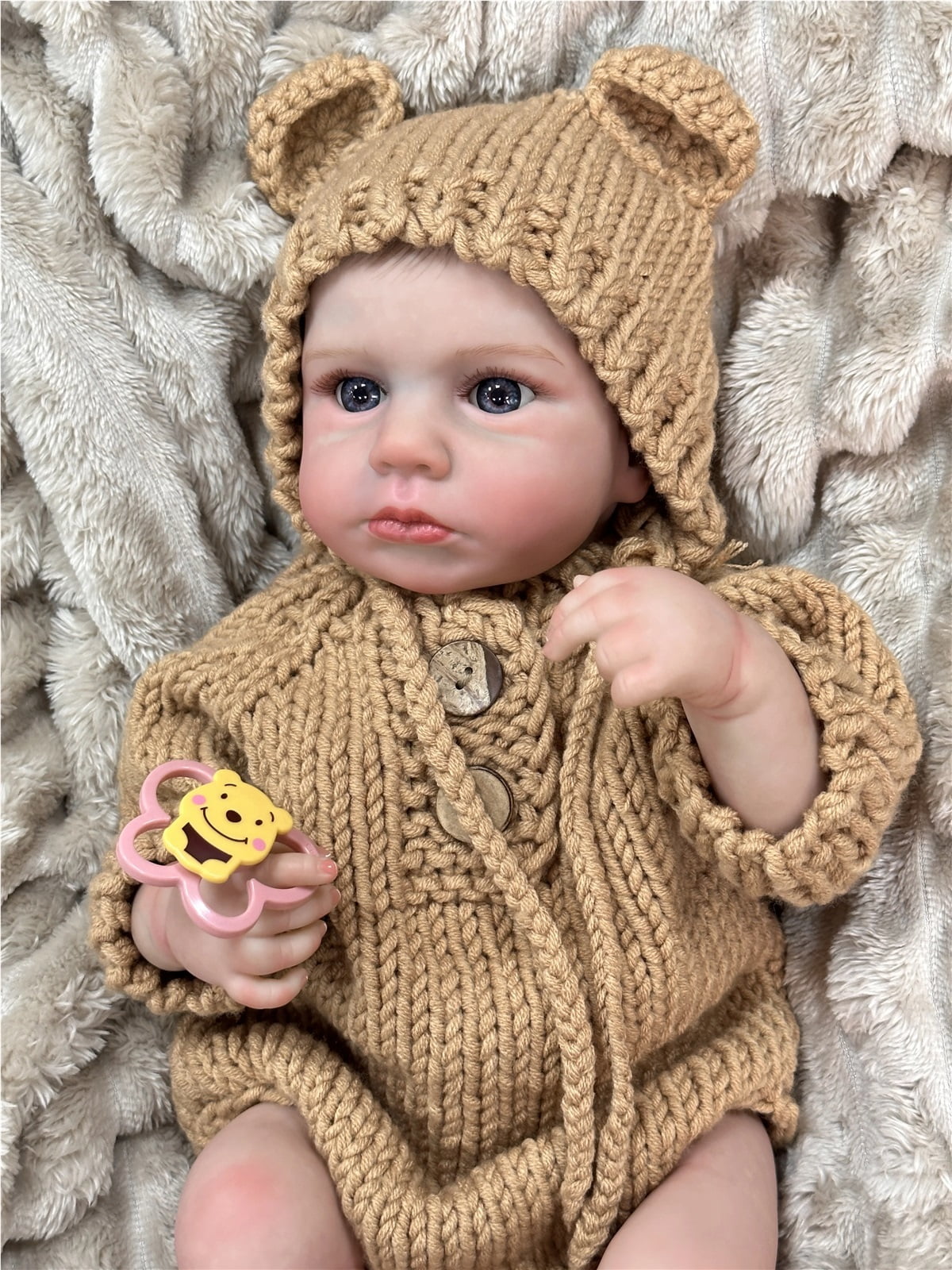 GloTide 50cm/20inch Lifelike Soft Touch Silicone Vinyl Toddler Doll Boy Lovely Reborn Awake With Soft Hair Baby Dolls