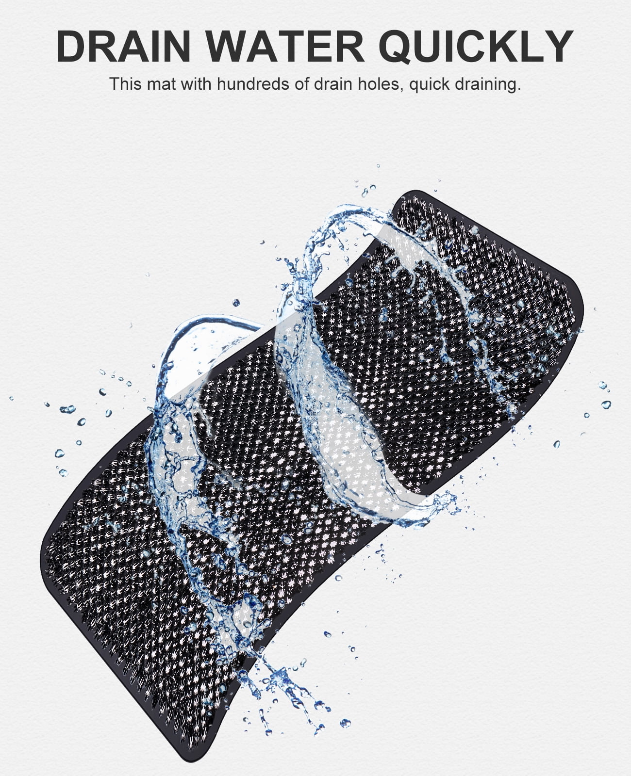 OTHWAY Non Slip Grassy Bathtub Mat :25.6x13.4 inches Spa Foot Massage Bathroom Rug,Quick Drain Shower Floor Mat for Elderly Pregnancy & Families(Black)