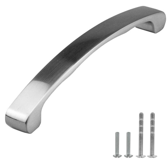 Modket MH1609 Traditional Classic Kitchen Cabinet Pull Handle — 5-1/2" Overall Length, 5" (128mm) Hole Centers, Brushed Nickel — 15 Packs
