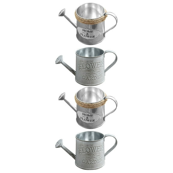 WORGEOUS 4pcs Round Metal Flower Pot Indoor Vase Silver Rustic Flower Container