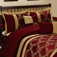 thumbnail image 4 of HIG 7 Piece Burgundy and Gold Faux Silk Fabric Embroideried Bedding Set, Queen, 4 of 6