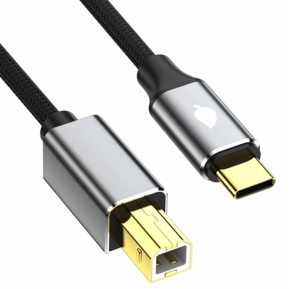 USB Type C to USB B Printer Cable for Printers, Scanners, and Digital Pianos