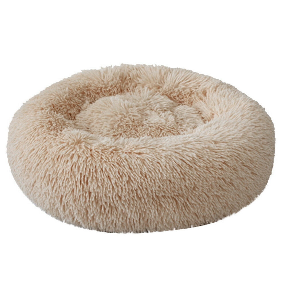 Round Plush Pet Bed for Dogs & Cats,Fluffy Soft Warm Calming Bed
