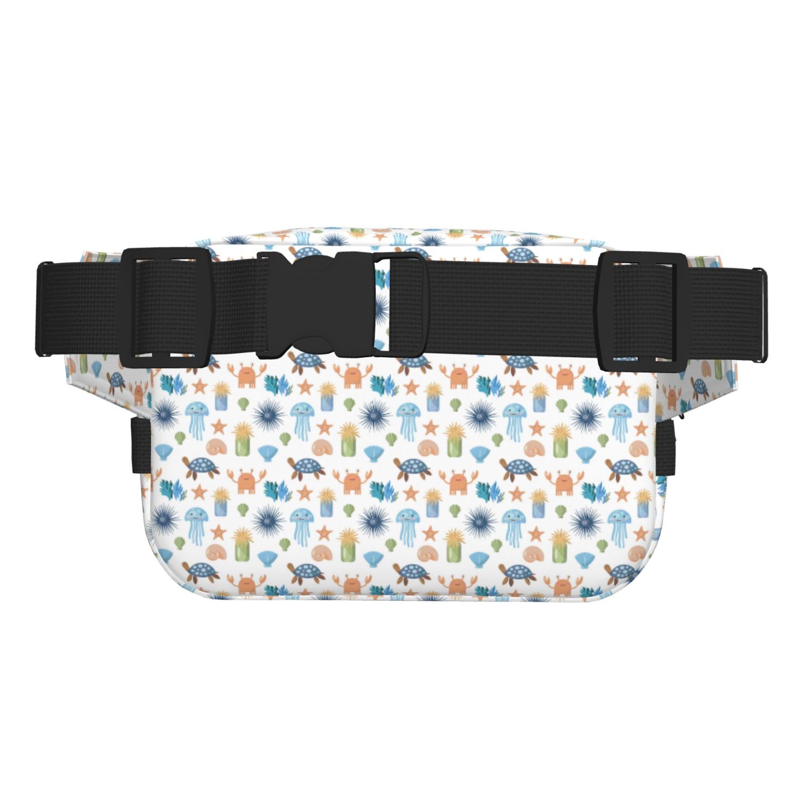 Picia Undersea Animals Print Square Double-Layer Waist Bag Mini Adjustable Waist Belt Bag Exercise Running Travel Hiking